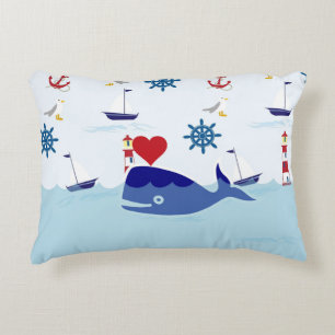 Cute Nautical Whale Decorative Cushion