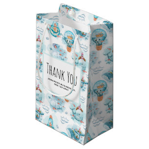 Cute Nautical Whales Watercolor Pattern Business Small Gift Bag