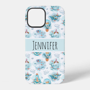 Cute Nautical Whales Watercolor Pattern iPhone 12 Case