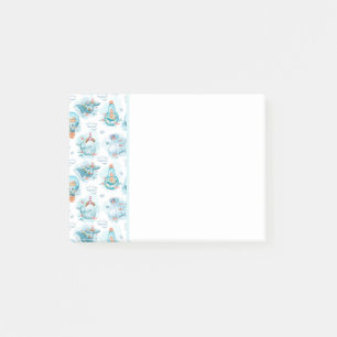 Cute Nautical Whales Watercolor Pattern Post-it Notes