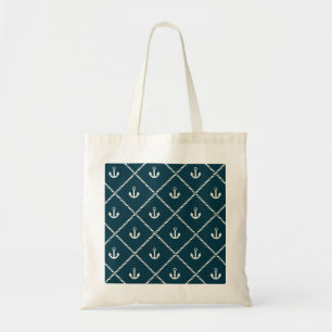 Cute Navy Anchor and Rope Tote Bag