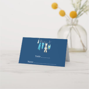 Cute Navy Blue Baby Boy illustration Baby Shower Place Card