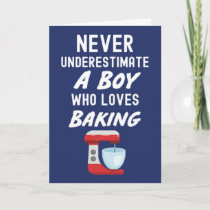 Cute Navy Blue Baking Cards For Baby Boy Kid Baker