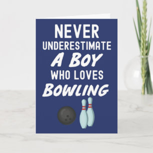 Cute Navy Blue Bowling Cards For Baby Boys Kids