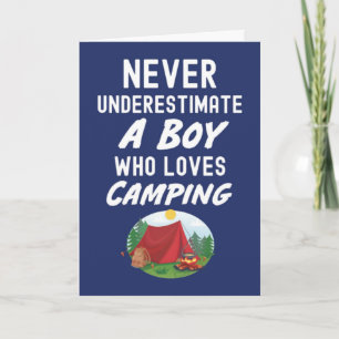 Cute Navy Blue Camping Cards For Baby Boys Kids