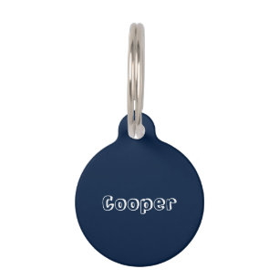 Cute navy blue custom name contact info dog cat pet tag