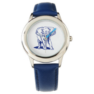 Cute Navy Blue Elephant Line Drawing Watch