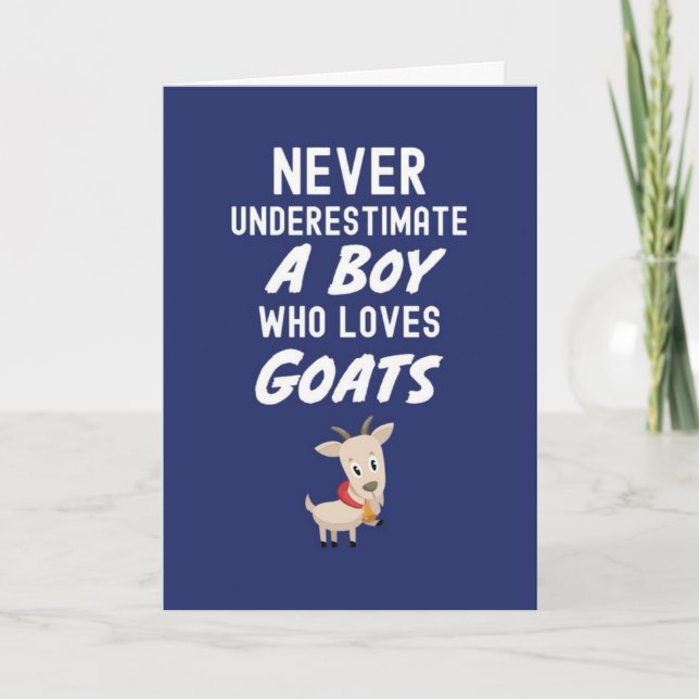 Cute Navy Blue Goat Cards For Baby Boys For Kids  (Front)