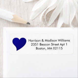 Cute navy blue heart custom Return Address Label