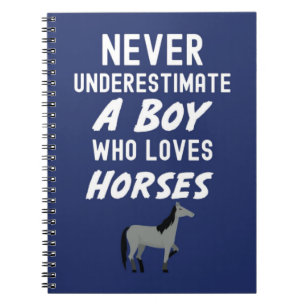 Cute Navy Blue Horse Gifts For Baby Boys Kids Farm Notebook