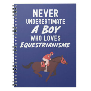 Cute Navy Blue Horse Riding Gifts For Baby Boy Kid Notebook
