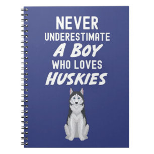 Cute Navy Blue Husky Gifts For Baby Boys Kids Dog Notebook