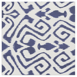 Cute navy blue ikat tribal patterns fabric