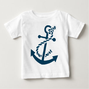 Cute Navy Blue Nautical Boat Anchor Illustration Baby T-Shirt