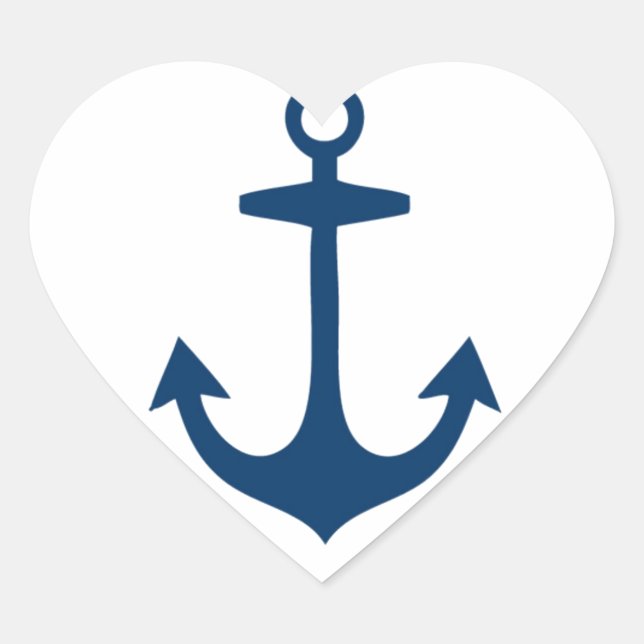 Cute Navy Blue Nautical Inspired Heart Sticker (Front)