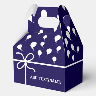 Cute Navy Blue Party Balloons And Ribbons Custom   Favour Box