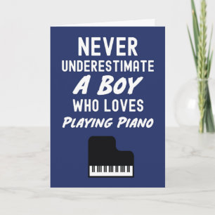Cute Navy Blue Pianist Cards For Baby Boys Piano 