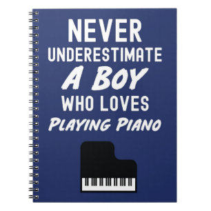 Cute Navy Blue Pianist Gifts For Boys Kids Piano Notebook