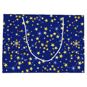 Cute Navy Blue Star Print Seamless Pattern Pretty Large Gift Bag