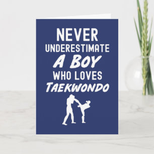 Cute Navy Blue Taekwondo Cards For Baby Boys Kids 