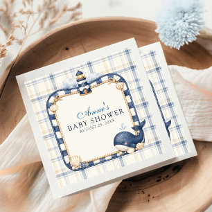 Cute Navy Blue Whale Lighthouse Nautical Boy Baby Napkin