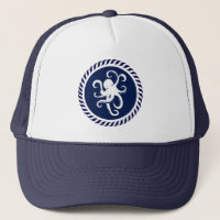 Cute Navy Blue & White Octopus