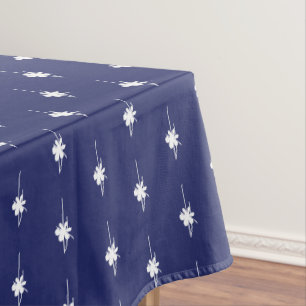 Cute navy blue white snowflakes elegant chic tablecloth