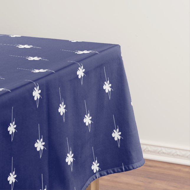 Cute navy blue white snowflakes elegant chic tablecloth (In Situ)