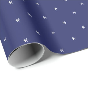 Cute navy blue & white snowflakes winter Holidays  Wrapping Paper