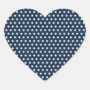 Cute Navy Blue White Tiny Little Polka Dots Gifts Heart Sticker