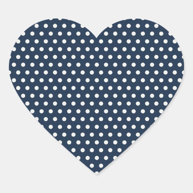 Cute Navy Blue White Tiny Little Polka Dots Gifts Heart Sticker (Front)