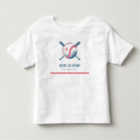 Cute Navy Red Baseball Bat Star Kids Birthday