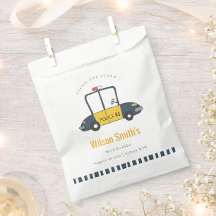 Cute Navy Yellow Police Car Kids Any Age Birthday Favour Bag