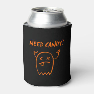 Cute Need Candy Halloween Ghost Dark Monotone Can Cooler