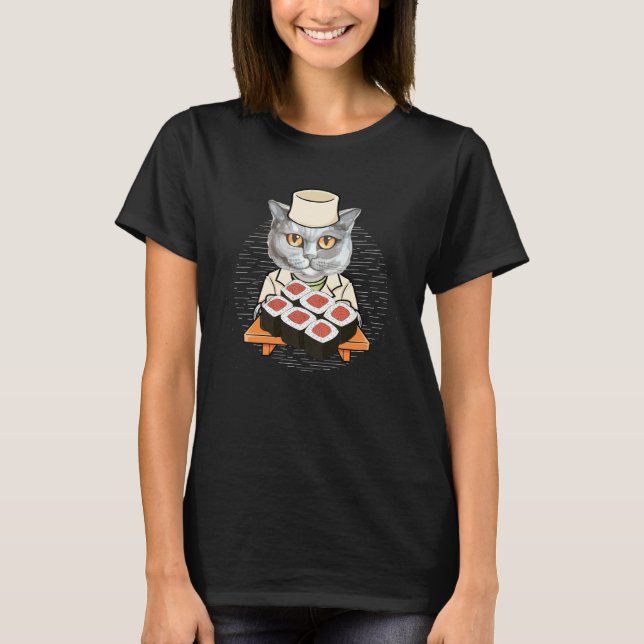 Cute Neko Sushi Bar Japaness Style Sushi  Awesoime T-Shirt (Front)