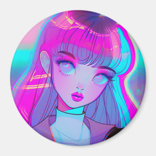 Cute Neon Anime Girl Magnet