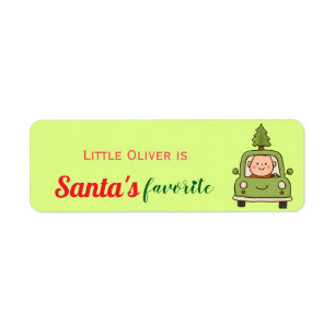Cute Neon Baby with Farm Truck 1st Christmas Return Address Label