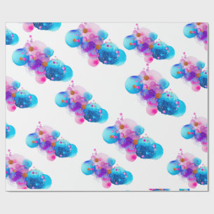 Cute Neon Galaxy Bubbles Pattern Wrapping Paper