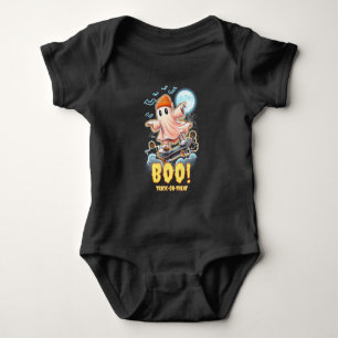 Cute Neon Ghost Boo Halloween Trick or Treat Baby Bodysuit