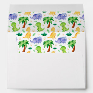Cute Neon Watercolor Dinosaur Pattern Envelope