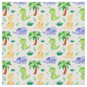 Cute Neon Watercolor Dinosaur Pattern Fabric