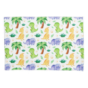 Cute Neon Watercolor Dinosaur Pattern Pillowcase