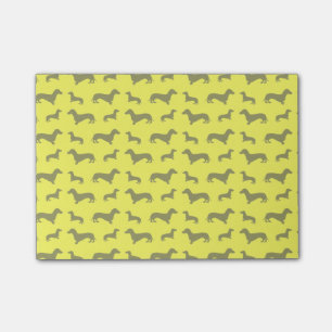 Cute neon yellow dachshund pattern post-it notes