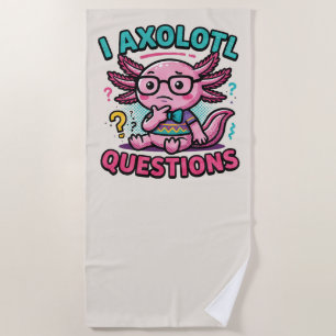 Cute Nerd Axolotl I Axolotl Questions Marks Meme Beach Towel