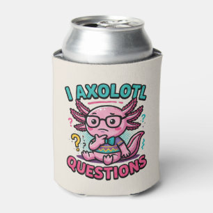 Cute Nerd Axolotl I Axolotl Questions Marks Meme Can Cooler
