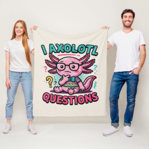 Cute Nerd Axolotl I Axolotl Questions Marks Meme Fleece Blanket