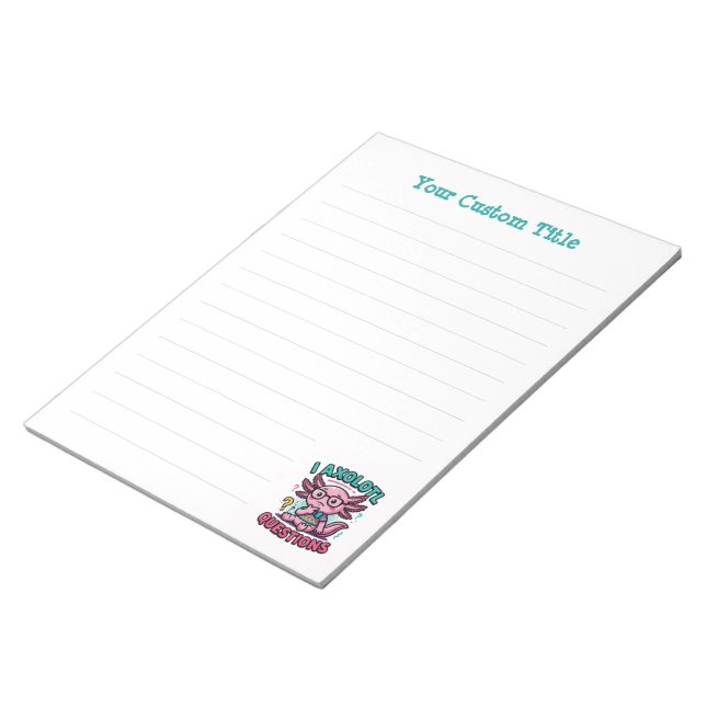 Cute Nerd Axolotl I Axolotl Questions Marks Meme Notepad (Angled)