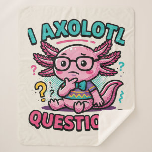 Cute Nerd Axolotl I Axolotl Questions Marks Meme Sherpa Blanket