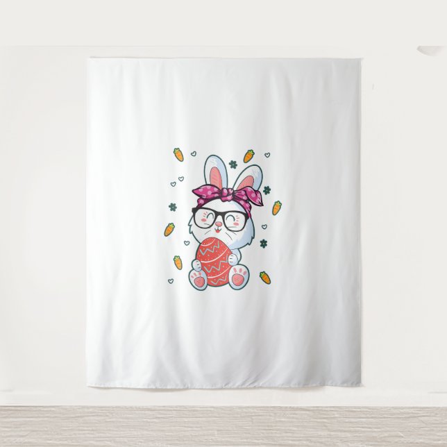 Cute Nerd Easter Day Bunny Funny Rabbit Graphic  Tapestry (Front)