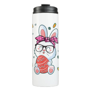 Cute Nerd Easter Day Bunny Funny Rabbit Graphic Thermal Tumbler